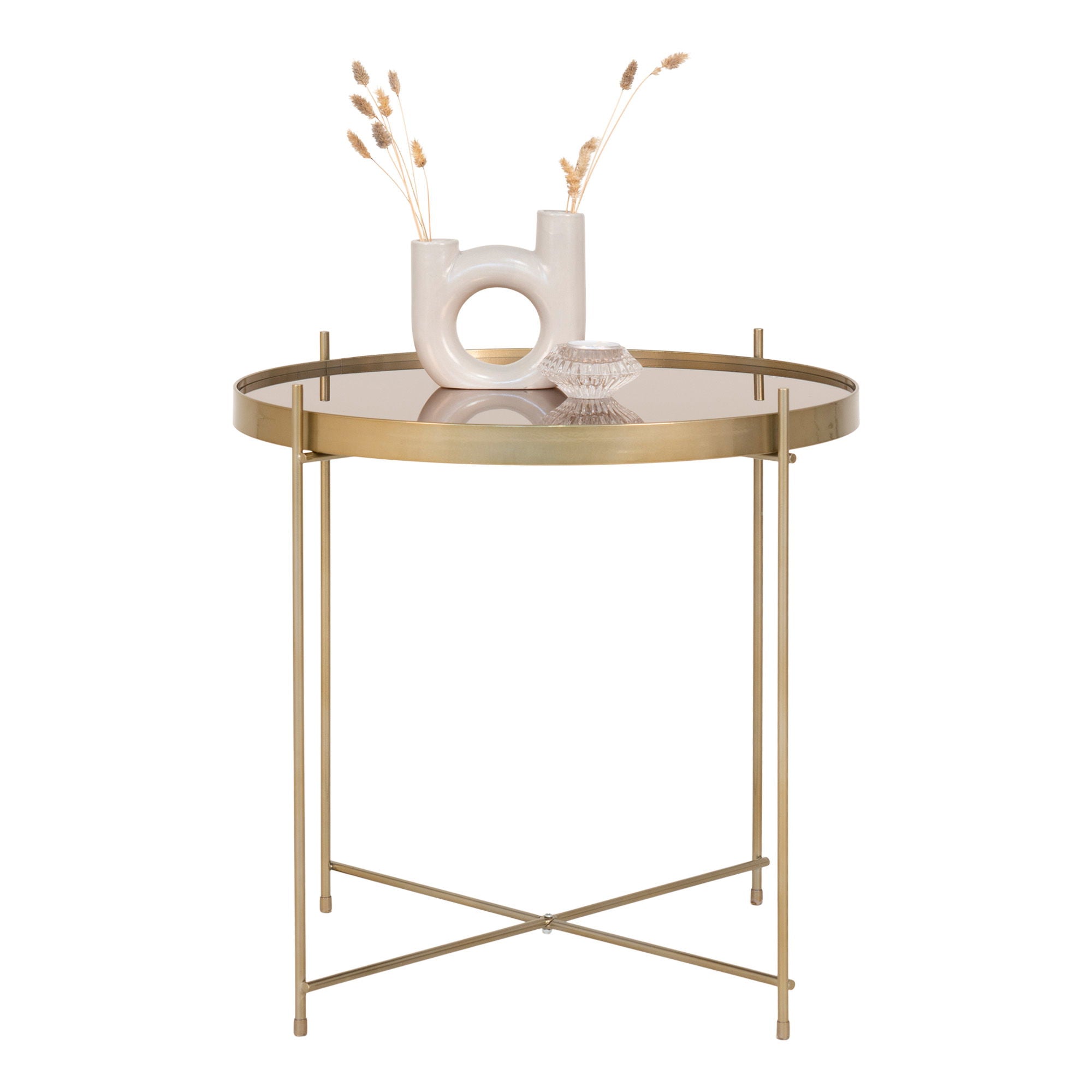 Venezia – Couchtisch, Glas & Stahlgestell Ø48×48 cm